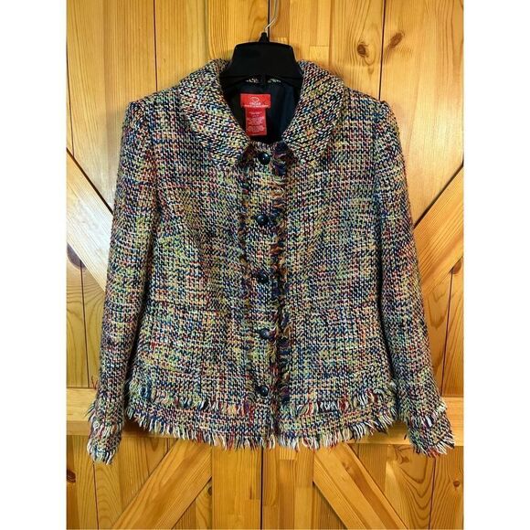 Oscar de la Renta Multicolored Blazer Size 8 Wool Blend (0578) - Picture 1 of 8